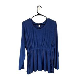 Caslon Blue Elastic Waist Long Sleeve Knit Sweater Blouse Women Sz XS